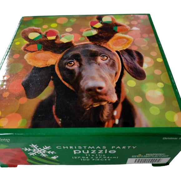 Christmas Chocolate Color Lab Dog 100 Pc Party Puzzle Family Game Craft Accent - Picture 2 of 8